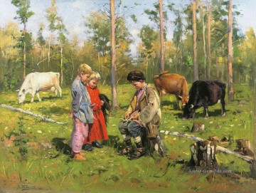 Hirten 1904 Vladimir Makovsky Kinder Tier Ölgemälde